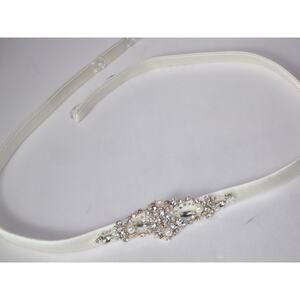 Bridal beaded belt sash, thin bridal belt sash, wedding skinny belt sash